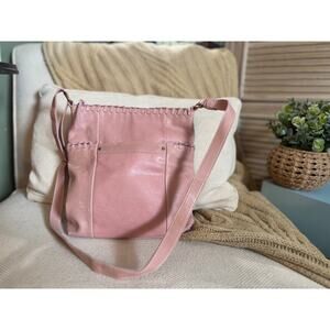 The Sak Pink Leather Woven Crossbody